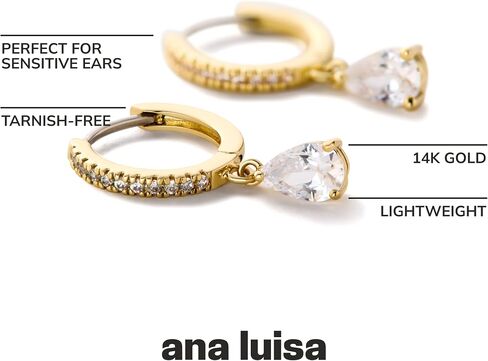 Ana Luisa 14K Gold Crescent Moon Huggie Hoops - Celeste | Mismatched, Sparkling Celestial Earrings With Cubic Zirconia | Hypoallergenic, Water-Resistant & Tarnish-Free | With a Star and Moon Charm in Saudi Arabia