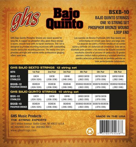GHS Strings GHS Sexto-Phosphor Bronze Bajo Sexto-12 String Set (BSXB-12) in Saudi Arabia