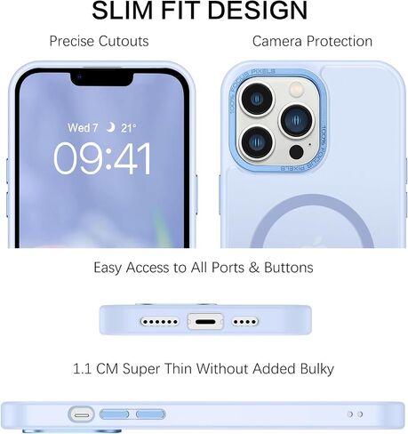 BENTOBEN Magnetic for iPhone 13 Pro Max Case, [Compatible with MagSafe] Translucent Matte Frosted Anti-Fingerprint Slim Shockproof Women Men Protective Cover Case for iPhone 13 Pro Max 6.7",Black in Kuwait