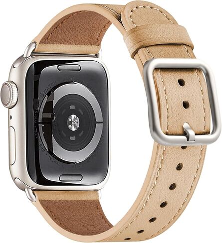 MNBVCXZ متوافق مع سوار ساعة Apple 38 مم 40 مم 41 مم 42 مم 44 مم 45 مم 49 مم النساء الرجال الفتيات الأولاد حزام بديل من الجلد الطبيعي لسلسلة iWatch 8 7 6 5 4 3 2 1 Ultra SE (الرمال الوردية/الذهب الوردي) in Kuwait