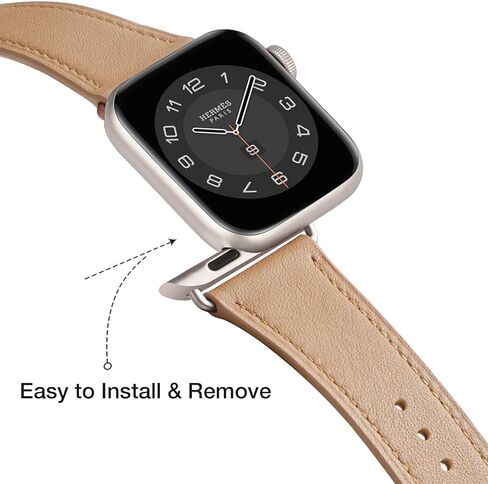 MNBVCXZ متوافق مع سوار ساعة Apple 38 مم 40 مم 41 مم 42 مم 44 مم 45 مم 49 مم النساء الرجال الفتيات الأولاد حزام بديل من الجلد الطبيعي لسلسلة iWatch 8 7 6 5 4 3 2 1 Ultra SE (الرمال الوردية/الذهب الوردي) in Kuwait