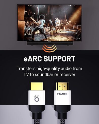 كابل ECHOGEAR ArcReact HDMI - كابل عالي السرعة معتمد بطول 4 أقدام مع سترة مضفرة مرنة - احصل على 4k @ 120 هرتز على PS5 وXbox Series X - يدعم 8k وHDR وeArc وDolby Vision والمزيد in Kuwait