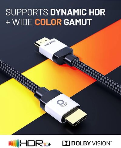كابل ECHOGEAR ArcReact HDMI - كابل عالي السرعة معتمد بطول 4 أقدام مع سترة مضفرة مرنة - احصل على 4k @ 120 هرتز على PS5 وXbox Series X - يدعم 8k وHDR وeArc وDolby Vision والمزيد in Kuwait