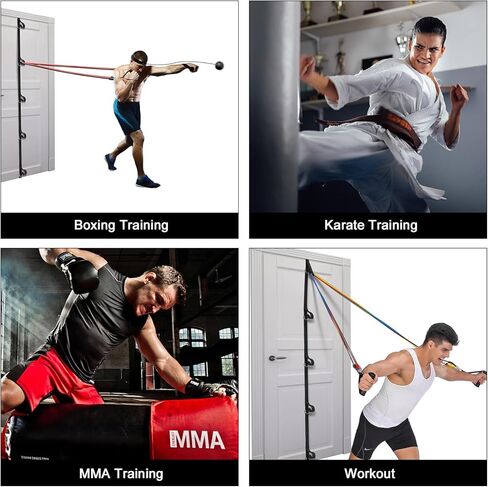 أربطة مقاومة لمعدات تدريب الملاكمة - معدات الملاكمة مع مرساة للباب وكرة عاكسة ومجموعة أربطة مقاومة للمنزل وصالة الألعاب الرياضية وتمارين اللكم للنساء والرجال والتنسيق بين اليد والعين والساق in Kuwait