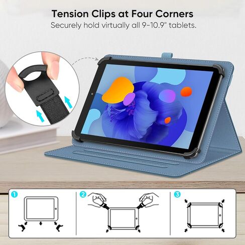 Fintie Universal Case for 9-11 inch Tablet - Multiple Angle Viewing Cover | Pocket & Pencil Holder, PU Leather, for Urao C107 / ECOPAD / Coopers CP10 and More 9" 10" 11" Tablets, Glitter Blue in Kuwait