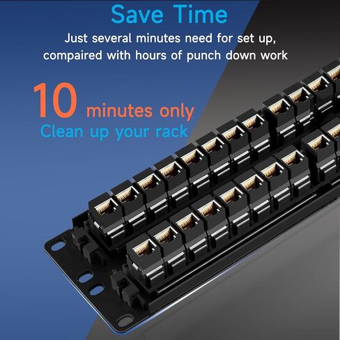 Lysymixs 48 منفذ RJ45 لوحة التصحيح Cat6 تغذية من خلال، لوحة تصحيح الشبكة المقرنة 19 بوصة، لوحة التصحيح Keystone Ethernet المضمنة مع شريط خلفي in Kuwait