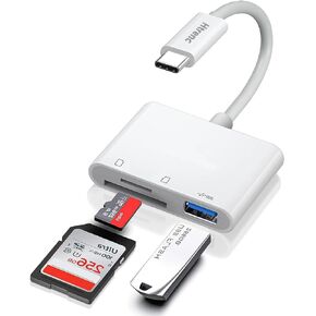 USB C SD TF Memory Card Reader, 3-in-1 Type C Camera Adapter Compatible with iPad, iPhone 15, MacBook Pro/Air,Chromebook Samsung and More USB C Devices