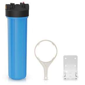 20" BB Blue Whole House Water System Filter Housing 1" NPT w/Pressure Release. Wrench and Bracket