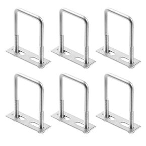 Polifish 6 Pcs M8 x 82 x 75mm Zinc Plated Steel Square U-Bolts, Tie Down U Bolt Clamp with Nuts and Plates for Automobiles Trailer Boat Trailer