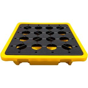 Drum Spill Containment Platform Yellow and Black Modular Spill Containment Pallet with Drain, 26.4 x 26.4 x 6 Inches，1 Drum Capacity in Kuwait