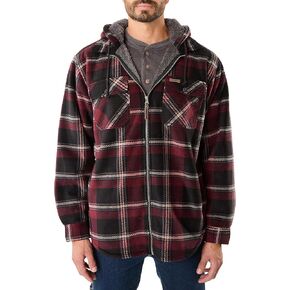 Smith's Workwear Men's Sherpa-Lined Zip-Front Hooded Microfleece Shirt-Jacket