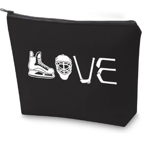 ZJXHPO Hockey Player Cosmetic Bag Ice Hockey Travel Case Gift Hockey Mom Survival Kit Hockey Team Gift Hockey Lover Makeup Zipper Pouch Bag (hockey love)