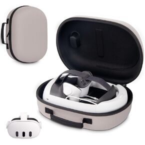 wonlince Hard Carrying Case for Meta Quest 3，Compatible Meta Quest 3 accessory with ELITE headband, touch controller and other accessories，Stylish design for traveling，Grey in Kuwait