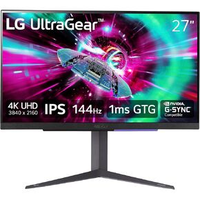 LG 32" UltraGear 4K UHD (3840x2160) Gaming Monitor, 144Hz, 1ms, VESA DisplayHDR 400, G-SYNC and AMD FreeSync Premium, HDMI 2.1, DisplayPort, 4-Pole HP Out DTS HP:X, Tilt/Height/Pivot Stand, Black