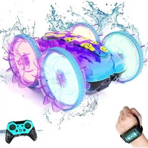 28°C Amphibious Remote Control Car, 4WD All Terrain RC Cars Boat, 2.4Ghz Rotating 360° Offroad Terrain RC Vehicle, Waterproof Power RC Stunt Car Gifts for Kids Ages 6-13 Boys Girls