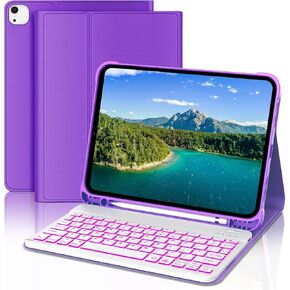 KVAGO Keyboard Case for iPad Air 5th Generation/4th Gen, iPad Pro 11 inch 4th gen 2022 / iPad Pro 11" 2021&2020&2018, 7 Colors Backlit Detachable Keyboard, Smart Folio Case with Pencil Holder, Black