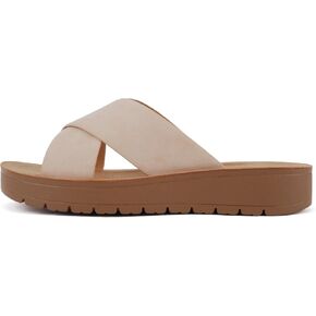 Soda LUCY ~ Women Open Toe Flatform Platform Crisscross Band Upper Fashion Slide Sandals