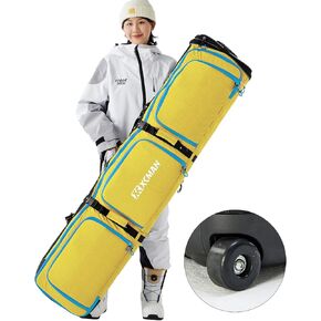 XCMAN Padded Snowboard Bag with Wheels,Adjustable Length 63-75In,Padded Bag for Air Traveling,Loading Capacity 100L