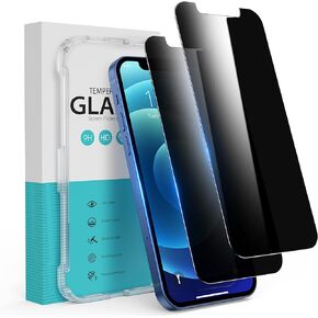 Syncwire Privacy Screen Protector for iPhone 12 / iPhone 12 Pro, Anti-Spy Shatterproof Tempered Glass [True 28°Anti Spy] [9H Hardness] [Easy Installation Frame] Black Protector for iPhone 6.1", 2 Pack