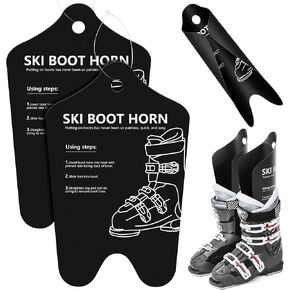 Adnee 4Pcs Ski Boot Horn - 13 inch Shoe Horn for Ski and Snowboard Boots - Cuttable Shoe Helper Shoe Horn,Great for Skiers of All Ages