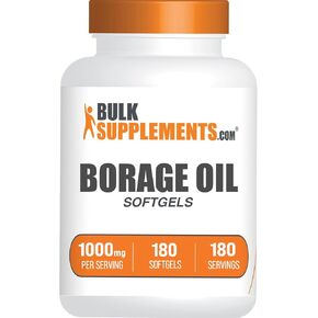 BulkSupplements.com Borage Oil Softgels - Gamma Linolenic Acid Supplement, Borage Oil Supplements, Borage Oil 1000mg - Gluten Free, 1 Softgel per Serving, 180 Count (Pack of 1)