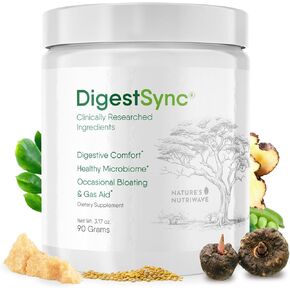 DigestSync Digestion Supplement for Gut Health - Natural Powder for Digestive Support, Bloating Relief for Women & Men, 100% Natural Green Powder - 1 Month Supply
