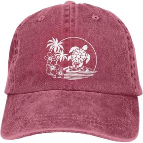 Yipaidel Women’s Sea Turtle Flower Hat, Adjustable Vintage Washed Baseball Cap for Dad and Mom