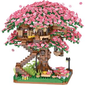XIU Cherry Blossom Tree Building Blocks Set Toys, (2008pcs) Mini Japanese Sakura Building Blocks kit for Adults,STEM Flower House Blocks Building Playset for Girls, Ideal Gifts for Women Kids 8+