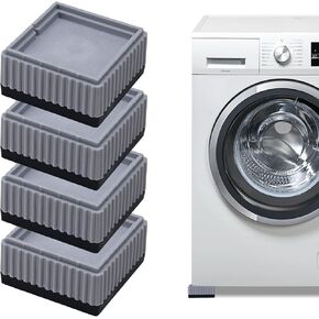 Anti Vibration Pad for Washing Machine Support Adjustable, Rubber Washer Dryer Non Slip Shock Noise Cancelling Foot Mat, Anti-Walking Stabilizer Refrigerator Support Pad Pedestals (Grey Set of 8)