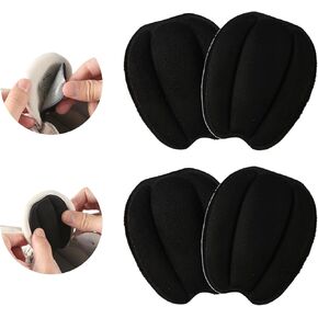 2 Pairs Shoe Filler Tongue Pad, Invisible Forefoot Cushion Mat Soft Make Smaller Back Sticker Non-Slip Size Reducer Holder Self-Adhesive Insert Black Felt Accessories for Loose Replacement Men Women