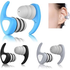 3 Pairs Swimming Ear Plugs, Waterproof Swim Ear Plugs Reusable Silicone Earplugs for Swimming, Diving, Pool, Showering Surfing Kayaking, Recommended for 14 Years Olds up