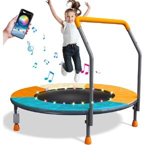 ترامبولين قابل للطي بطول 3أقدام للأطفال، ترامبولين صغير مقاس 91.44 سم مع إضاءة LED وموسيقى، ترامبولين ترفيهي للياقة البدنية في الأماكن المغلقة والخارجية مع مقود، بساط قفز للأطفال الصغار قابل لضبط الارتفاع، بحد أقصى 150 رطل in Kuwait