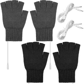 Bencailor 2 Pairs Usb Winter Heated Gloves Mitten Hand Washable Knitting Touchscreen Laptop Gloves (Novel)