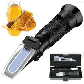 Brix Meter Refractometer with Automatic Temperature Compensation (ATC), Sugar Content Range 0-90%, Honey Refractometer for Honey Moisture,Fruit,Maple Syrup,Sugary Beverages,Portable Refractometer Brix