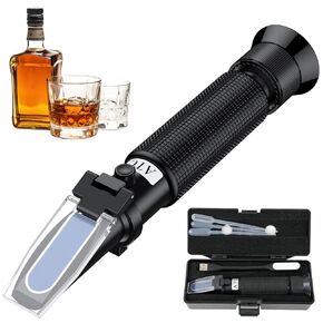 Alcohol Refractometer for Spirit Alcohol Volume Percent Measurement with Range 0-80%, v/vAutomatic Temperature Compensation (ATC). Alcohol Hydrometer, Portable Refractometer for Brandy, Whisky, Vodka