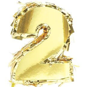Sparkling Gold Foil Number 2" Mini Pinata - 6" x 4.5" (1 Pc.) - Unique, Fun, & Memorable Party Essential - Premium Quality Decoration - Perfect for Elegant Events & Celebrations