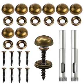 8Pcs Pure Brass Decorative Screw with Caps, Metal Screw Covers Upholstery Tacks Mirror Screw Gold Decorative Screws for Wall Hangings Painting, Wood Handcrafted, Furniture Fixing