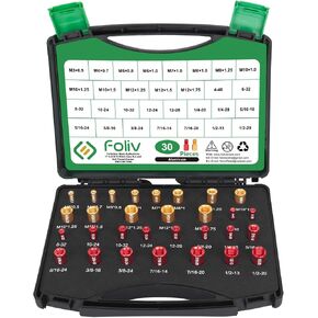 FOLIV 47 قطعة من خيط الصواميل والمسمار، مقياس الخيط SAE ومتري، 26 SAE و21 متري للتحقق بسرعة من حجم المسمار والخيط، اللون الأحمر والذهبي in Kuwait
