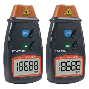 2 Pack Digital Tachometer, DT-2234C+ Non-Contact Mini RPM Tester Meter LCD Display Handheld Digital Photo Tachometer