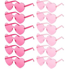 FUNUPUP Heart Shaped Sunglasses Rimless Heart Glasses Clear Colorful Fun Sunglasses for Women's Bachelorette Party Favor