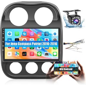 for 2010-2016 Jeep Compass Radio, Android 10 Car Stereo Radio 10.1 Inch Touch Screen Car Audio Receiver with GPS Navigation Bluetooth Head Unit Supports Backup Camera WiFi Mirror Link FM CANBUS