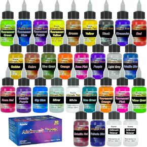 Airbrush Paint, 36 Colors with 4 Thinner Airbrush Paint Set, Water-Based Air brush Paints Acrylic Ready to Spray Includes Metallic & Neon Colors, 20ml/Bottle