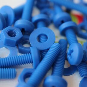 20 x Blue Pan Head Screws Polypropylene (PP) Plastic Nuts and Bolts, Washers, M4 x 20mm, 5/32 x 25/32