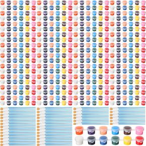 Timgle 560 Pcs Mini Acrylic Paint Set 40 Set 12 Colors Acrylic Paint Strips 40 Pcs Flat Painting Brushes 40 Pcs Pointed Painting Brushes for Kids Adults Home Classroom Birthday Party Favors in Kuwait