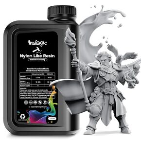Inslogic Nylon 3D Printer Resin Black, 2KG Strong Tough Durable Nylon Like 3D Resin, High Compatible for LCD DLP SLA Resin 3D Printers, 395-405nm UV Light Curing 3D Printing Liquid Photopolymer Resin