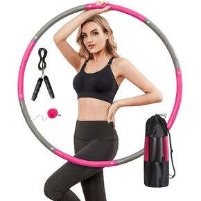 Weighted Exercise Hoop for Adults, 2.2lb Detachable Fitness Hoop, Adjustable Hoop with Jump Rope, Tape Measure and Carry Bag, Home Gym Workout