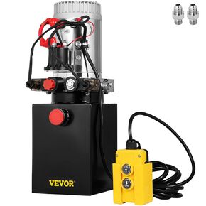 VEVOR Hydraulic Pump 12V DC Double Acting Hydraulic Power Unit 4L Steel Tank Hydraulic Pump Power Unit for Dump Trailer Car Lifting