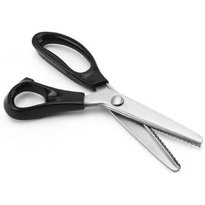 Pinking Shears Scissors for Fabric - Paper Cutting, 9" Stainless Steel Zig Zag Scalloped Cut Scissors, Professional Strong Sharpe Sewing Dressmaking Scissors, Decorative Edge Patterns