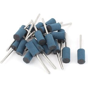 uxcell 3mm Shank 10mm Cylinder Head Blue Rubber Polishing Mounted Point 22Pcs