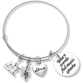 Infinity Collection Music Bracelet - Where Words Fail Music Music Speaks Jewelry Gift - Treble Clef Jewelry - Music Note-Music Lover Jewelry Gift